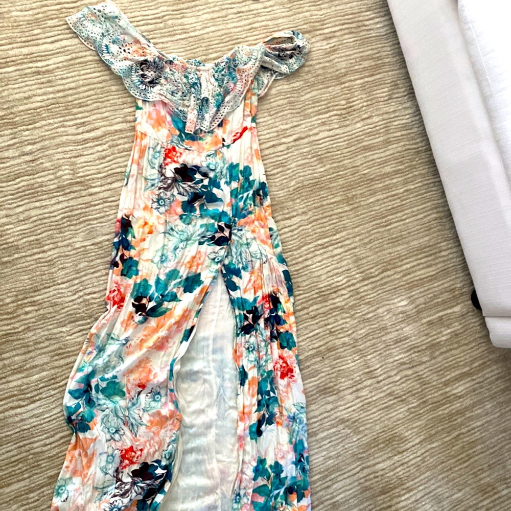 Lovers and friends off the shoulder slit floral dress